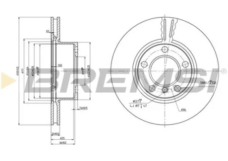 Гальмівний диск пер. BMW 1 E81,E87 /3 E90,E91,E93 (300*24) Bremsi CD7536V