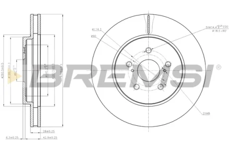 Гальмівний диск перед. LEXUS RX 03-08 (318,5x28) Bremsi CD7544V