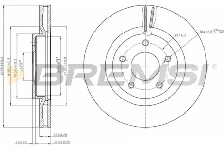 Гальмівний диск пер. Nissan Juke 10-,Qashqai 2,Rogue,X-Trail 2 07- (296*26) Bremsi CD7589V