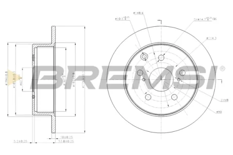 Гальмівний диск зад. AVENSIS 2.2 D-4D/D-CAT 05-08 (280x10mm) Bremsi CD7704S