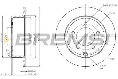 Гальмівний диск задн. Dodge Avenger/Caliber/Jeep Compass/Patriot 06- (262*10) Bremsi CD7762S