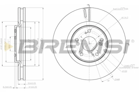Гальмівний диск перед. Accord (08-21) Bremsi CD7777V