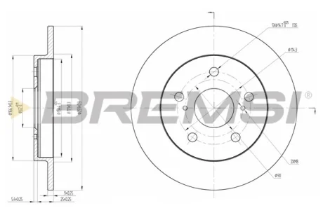 Гальмівний диск зад. Auris/Corolla 06- (259x9) Bremsi CD7788S