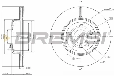Гальмівний диск перед. F10/F11 (09-21) Bremsi CD8039V