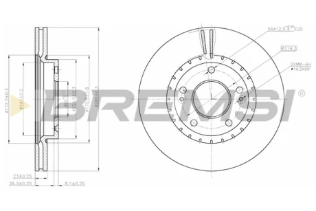 Гальмівний диск перед. Ceed/Elantra/Proceed (11-21) Bremsi CD8187V