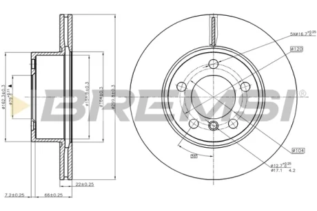 Гальмівний диск пер. F20/F30/F36 12- Bremsi CD8195V