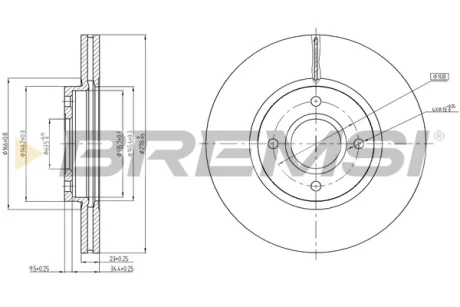 Гальмівний диск пер. Ford Fiesta VI 08- Bremsi CD8461V