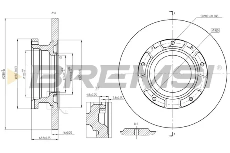 Гальмівний диск (задн) Ford Turneo Custom/Transit 12-23 Bremsi CD8472S