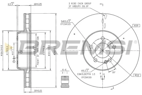 Гальмівний диск перед. MB E-class (W213)/GLC (X253/C253) 2.0-2.2 15-23 (342x32mm) Bremsi CD8713V