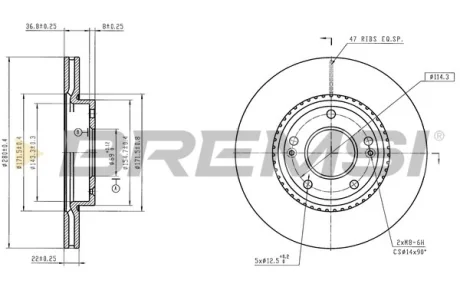 Гальмівний диск зад. BMW 7 (G11/G12) 3.0 D 15-20 (300x20mm) Bremsi CD9042VLS