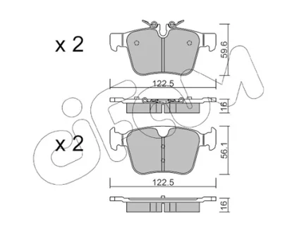 LANDROVER К-т задніх гальм. колодок Discovery Sport 2,0-2,2 14-, Range Rover Evoque 2,0-2,2 11- CIFAM 822-1122-0
