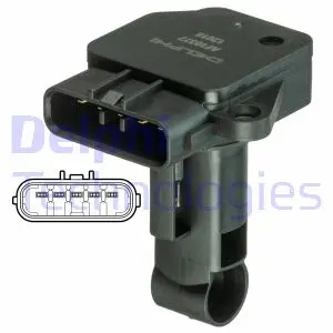 Витратомір повітря (5 pin, картрідж) LEXUS IS II TOYOTA AURIS, AVENSIS, COROLLA, COROLLA VERSO, DYNA, HIACE / COMMUTER V, HIACE IV, HIACE V, HILUX, HILUX VI, HILUX VII 1.4D-3.0D 02.00- Delphi AF10377-12B1