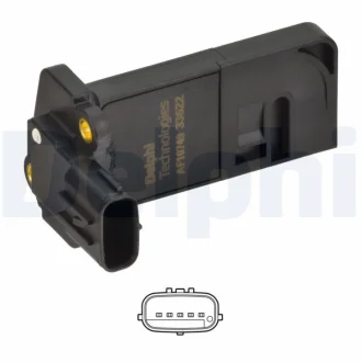 ISUZU Витратомір повітря D-MAX I 2.5, 3.0 04-, D-MAX II 1.9, 2.5 12- Delphi AF10749-12B1