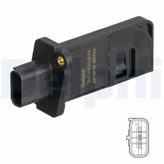 Витратомір повітря (4 pin, картрідж) FORD FOCUS IV, KUGA III, PUMA, TOURNEO CONNECT V408 NADWOZIE WIELKO, TRANSIT CONNECT, TRANSIT CONNECT V408/MINIVAN 1.5D 05.15- Delphi AF1077912B1