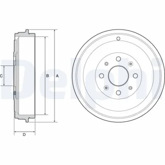 Гальмівний барабан задн FIAT GRANDE PUNTO, PUNTO, PUNTO EVO OPEL ADAM, CORSA D, CORSA E 0.9-1.4LPG 06.05- Delphi BF503