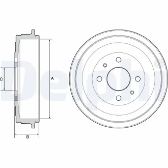 FIAT Гальмівний барабан задн. PANDA 12-, CHRYSLER, LANCIA Delphi BF528