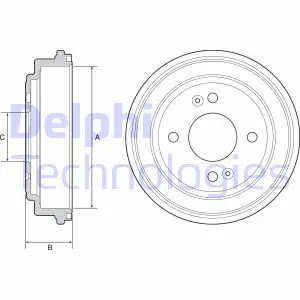Гальмівний барабан задн HYUNDAI GETZ 1.1-1.6 09.02- Delphi BF551