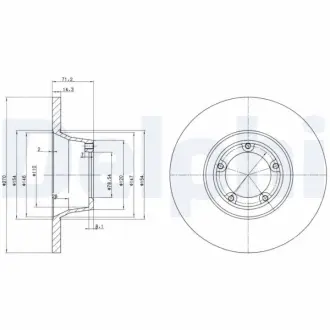 FORD Гальмівний диск передн. TRANSIT 1.6, 2.0 85- Delphi BG2157