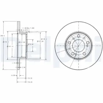FIAT гальмівний диск передній Ducato TD 86- 290 16 14.8 Delphi BG2257