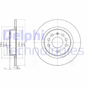 Комплект гальмівних дисків (2 шт) задн Лів/Прав CADILLAC BLS FIAT CROMA, CROMA/KOMBI OPEL SIGNUM, VECTRA C, VECTRA C GTS SAAB 9-3, 9-3X 1.6-3.2 04.02- Delphi BG3731C