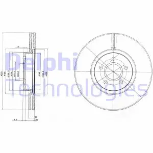 Диск гальмівний передн. FORD KUGA II 2.0 13- Delphi BG4056C