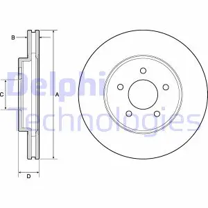 Комплект гальмівних дисків (2 шт) передн Лів/Прав FORD MAVERICK FORD USA ESCAPE MAZDA TRIBUTE 2.0-3.0 03.00- Delphi BG4120