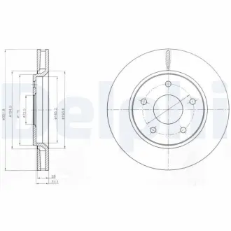 Комплект гальмівних дисків (2 шт) передн Лів/Прав CHRYSLER GRAND VOYAGER V, TOWN & COUNTRY, VOYAGER V DODGE JOURNEY FIAT FREEMONT VW ROUTAN 2.0D-4.0 10.07- Delphi BG4248