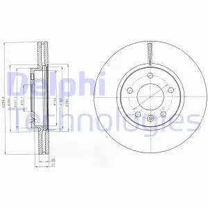 Комплект гальмівних дисків (2 шт) передн Лів/Прав CHEVROLET CRUZE, ORLANDO, TRAILBLAZER, VOLT OPEL AMPERA, ASTRA J, ASTRA J GTC, ASTRA J/HATCHBACK, MOKKA / MOKKA X, ZAFIRA C 1.3-2.0D 05.09- Delphi BG4278C