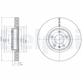 AUDI диск гальмівний передній 320mm A4/A5/A6/Q5 08- Delphi BG4346C