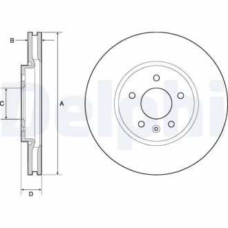 Гальмівний диск передн. OPEL ASTRA J 10 Delphi BG4672C