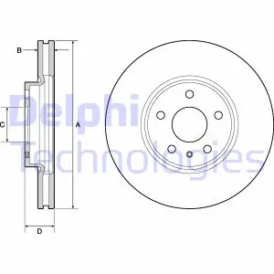 Комплект гальмівних дисків (2 шт) передн Лів/Прав FORD MONDEO V FORD USA FUSION 1.0-2.7 09.12- Delphi BG4702C