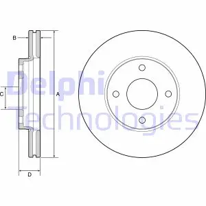 FORD Диск гальмівний передній FIESTA VII 1.0 EcoBoost 17-с Delphi BG4953C