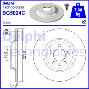 Комплект гальмівних дисків (2 шт) задн Лів/Прав AUDI A1 VW POLO VI 1.0-2.0 06.17- Delphi BG5024C