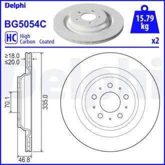 TESLA диск гальм. задній Model 3 Delphi BG5054C