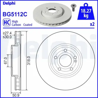 DB Гальмівний диск передн. W177, V177, W247, H247, X247 Delphi BG5112C