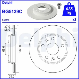 Фото - диск гальмівний Delphi BG5139C Диск гальмівний Delphi BG5139C