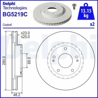 Тормозной диск передний Delphi BG5219C