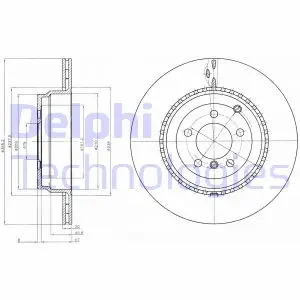 LAND ROVER Гальмівний диск задн. RANGE ROVER III (L322) 4.4 D, 5.0 09- Delphi BG9080C