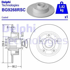 Диск гальмівний задн Лів/Прав RENAULT MEGANE IV 1.2-1.8D 04.16- Delphi BG9268RSC