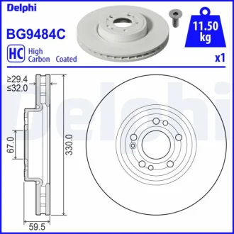 Диск гальмівний Delphi BG9484C
