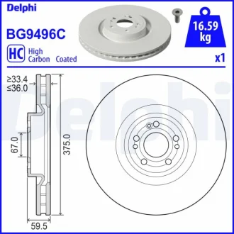 Mercedes гальмівний диск передн. V167 18-, X167 19 Delphi BG9496C