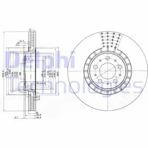Диск гальмівний передн Лів/Прав VOLVO XC90 I 2.4D-4.4 06.02-12.14 Delphi BG9783C