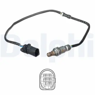 Лямбда-зонд (310мм) AUDI A1, A3 SEAT ALTEA, ALTEA XL, IBIZA IV, IBIZA IV SC, IBIZA IV ST, LEON, TOLEDO IV SKODA FABIA II, OCTAVIA II, RAPID, ROOMSTER, ROOMSTER PRAKTIK 1.2/1.2LPG 11.08-05.22 Delphi ES21091-12B1