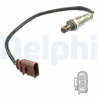 Лямбда-зонд (кількість дротів 4шт довжина 440мм) AUDI A3 CHEVROLET EPICA HONDA CIVIC VI MASERATI QUATTROPORTE VI NISSAN X-TRAIL I SEAT ALTEA, ALTEA XL, LEON, TOLEDO III CAXA-YD22ETI 09.94- Delphi ES21187-12B1