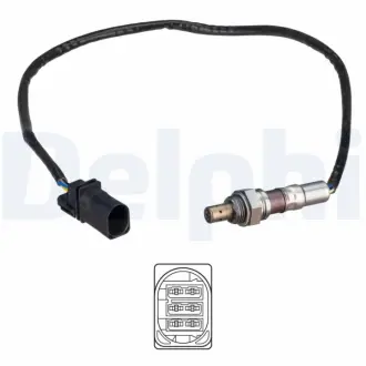 Лямбда-зонд (680мм) AUDI A3 SEAT ALTEA, ALTEA XL, LEON, TOLEDO III SKODA OCTAVIA II VW GOLF V, JETTA III, PASSAT B6, TOURAN 2.0D 08.05-12.13 Delphi ES21291-12B1