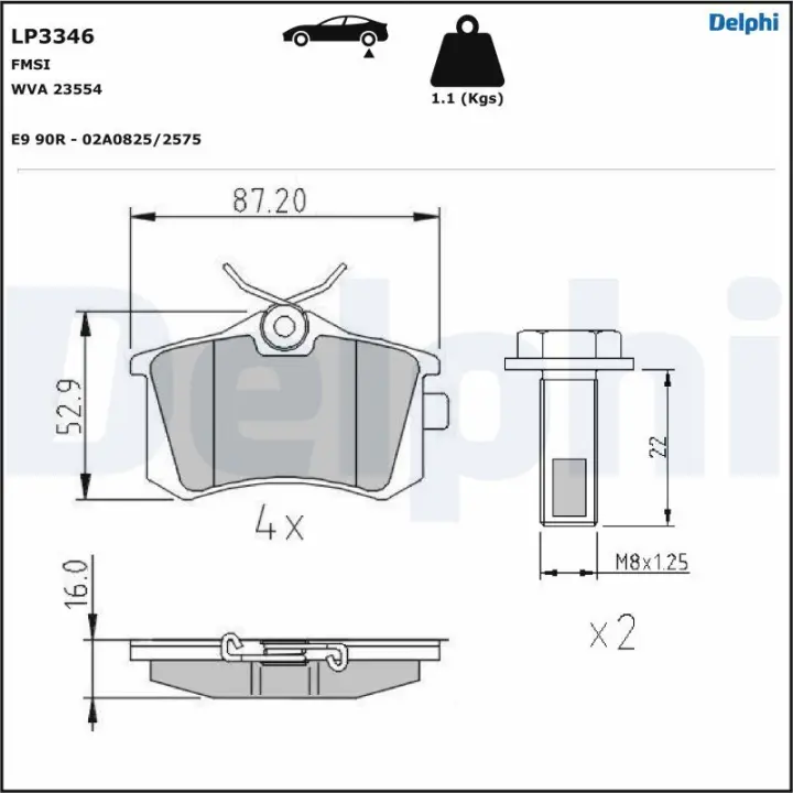 VW гальмівні колодки задн T4, Sharan 00- Ford Galaxy 00- Seat Alhambra Delphi LP3346 (фото 1)