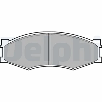 Комплект гальмівних колодок передн, INFINITI M30 NISSAN 300ZX, BLUEBIRD, CABSTAR, CABSTAR E, CEDRIC, LAUREL, NAVARA, PICK UP, PRAIRIE, SERENA, SILVIA, VANETTE, VANETTE CARGO 1.5-3.0D 12.80- Delphi LP358