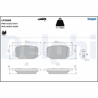 Комплект гальмівних колодок задн, FORD USA EXPLORER 2.3-3.3H 07.19- Delphi LP3698 - фото 1 Комплект гальмівних колодок задн, FORD USA EXPLORER 2.3-3.3H 07.19- Delphi LP3698
