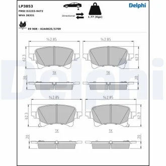 Гальмівні колодки задн, JEEP GLADIATOR, WRANGLER IV 2.0-6.4 11.17- Delphi LP3853