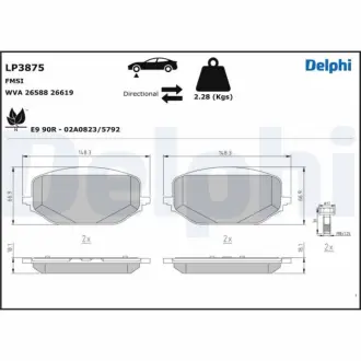 Комплект гальмівних колодок Delphi LP3875